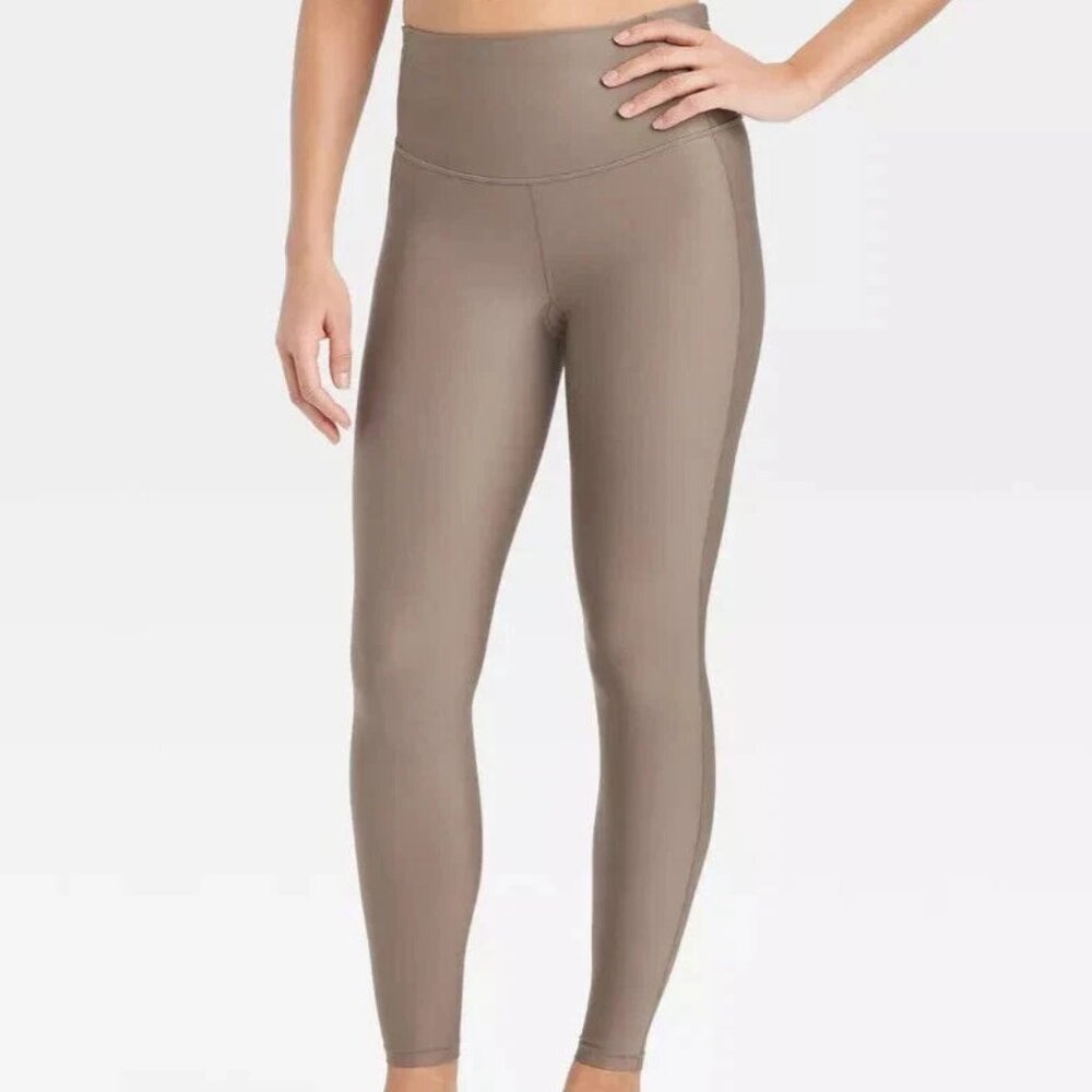 All In Motion Women's Large Light Brown Everyday Soft High-Rise Ribbed Leggings